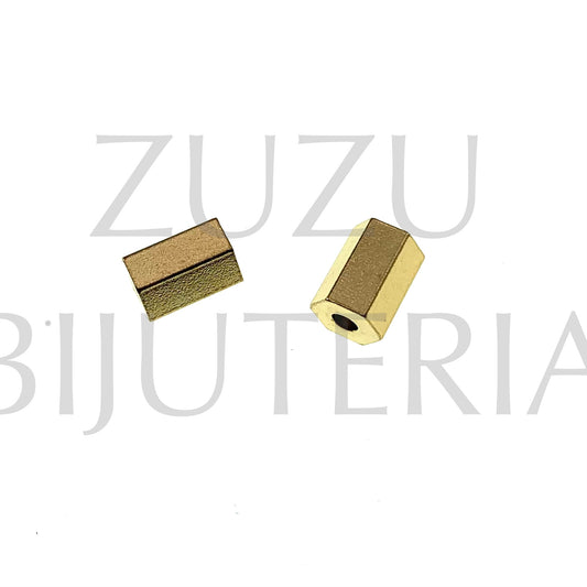 Conta/Entremeio Dourado 8mm x 6mm (Furo 2mm) - Aço Inox
