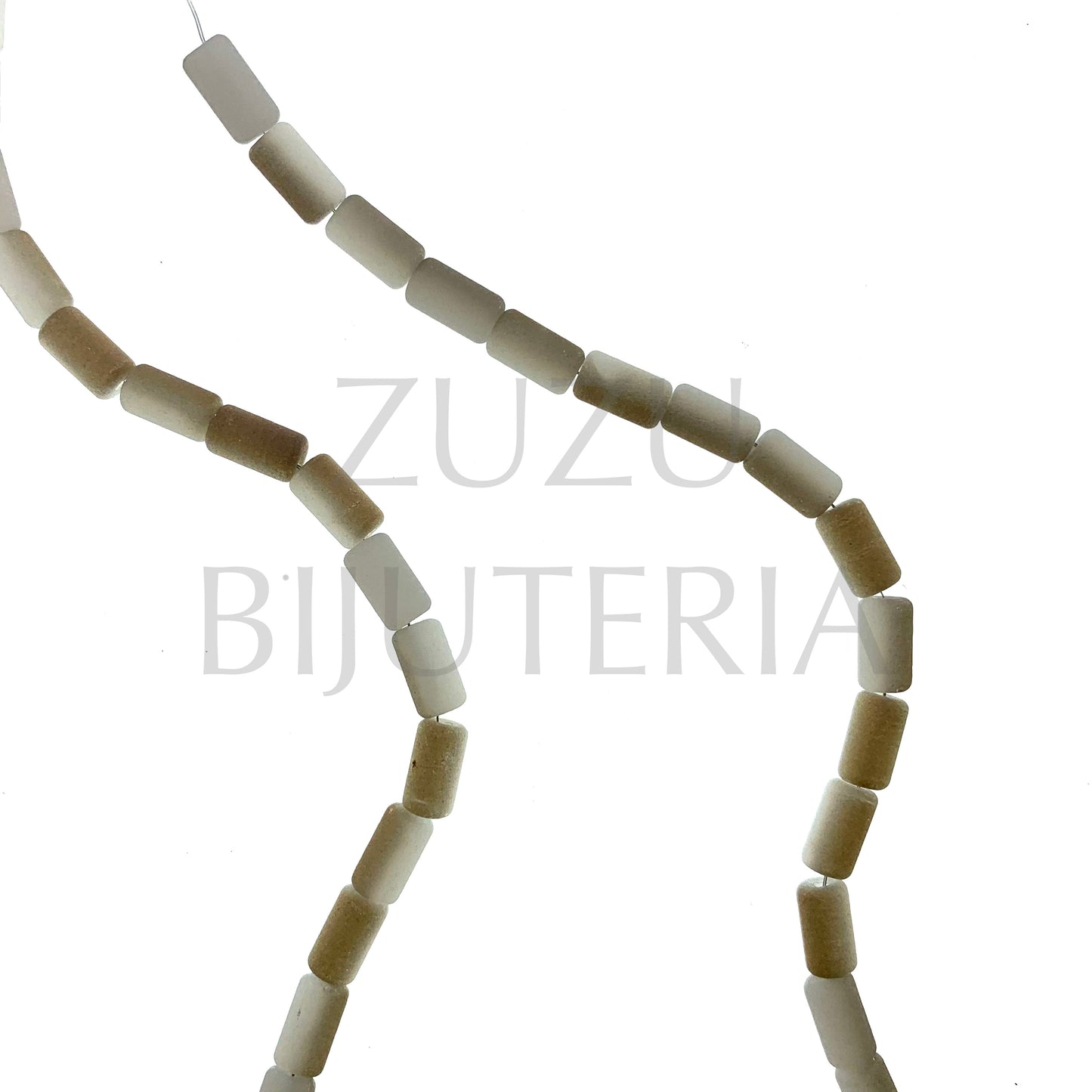 Fiada Contas Mate 7.5mm x 4.5mm (comprimento 58cm) - Bege