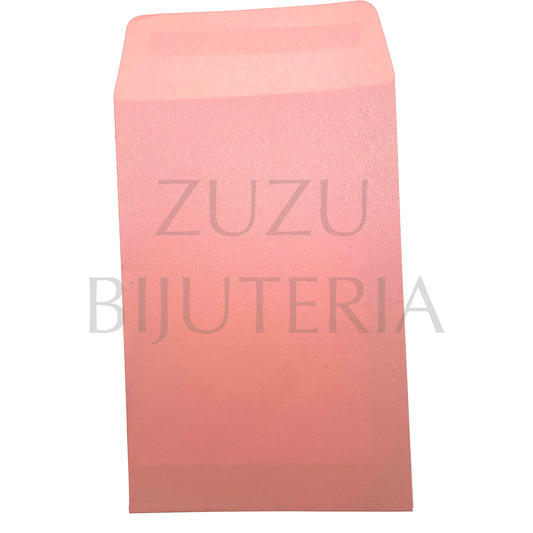 Saqueta de Papel com Pala Autocolante Cor de Rosa 15cm x 9cm