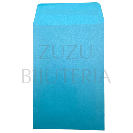 Saqueta de Papel com Pala Autocolante Azul 15cm x 9cm