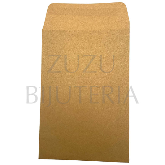 Saqueta de Papel com Pala Autocolante Dourado 15cm x 9cm