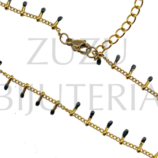 Colar Dourado Detalhes 1.5mm Cizento (45cm + 5cm) - Aço Inox