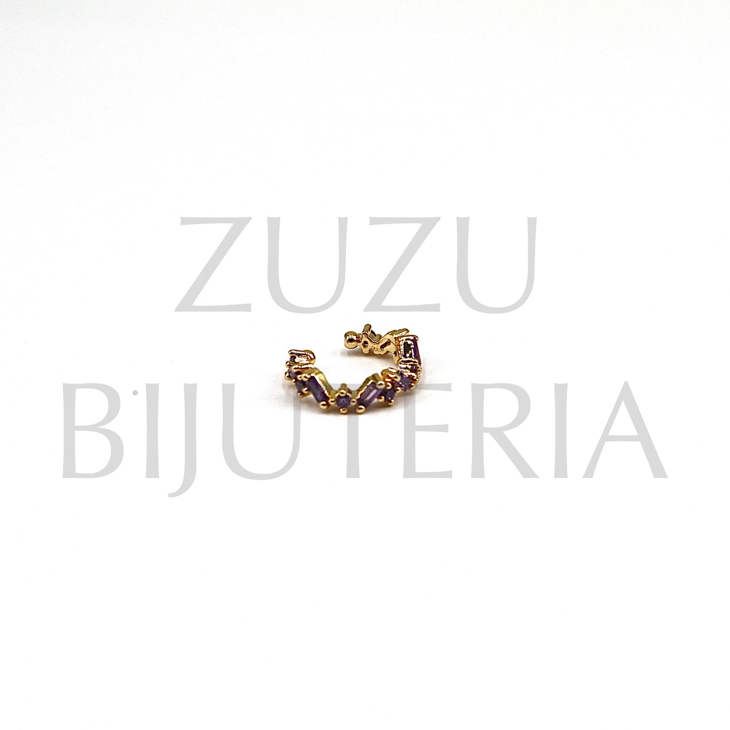 Gold Ring with Lilac Zirconia 15mm - Brass