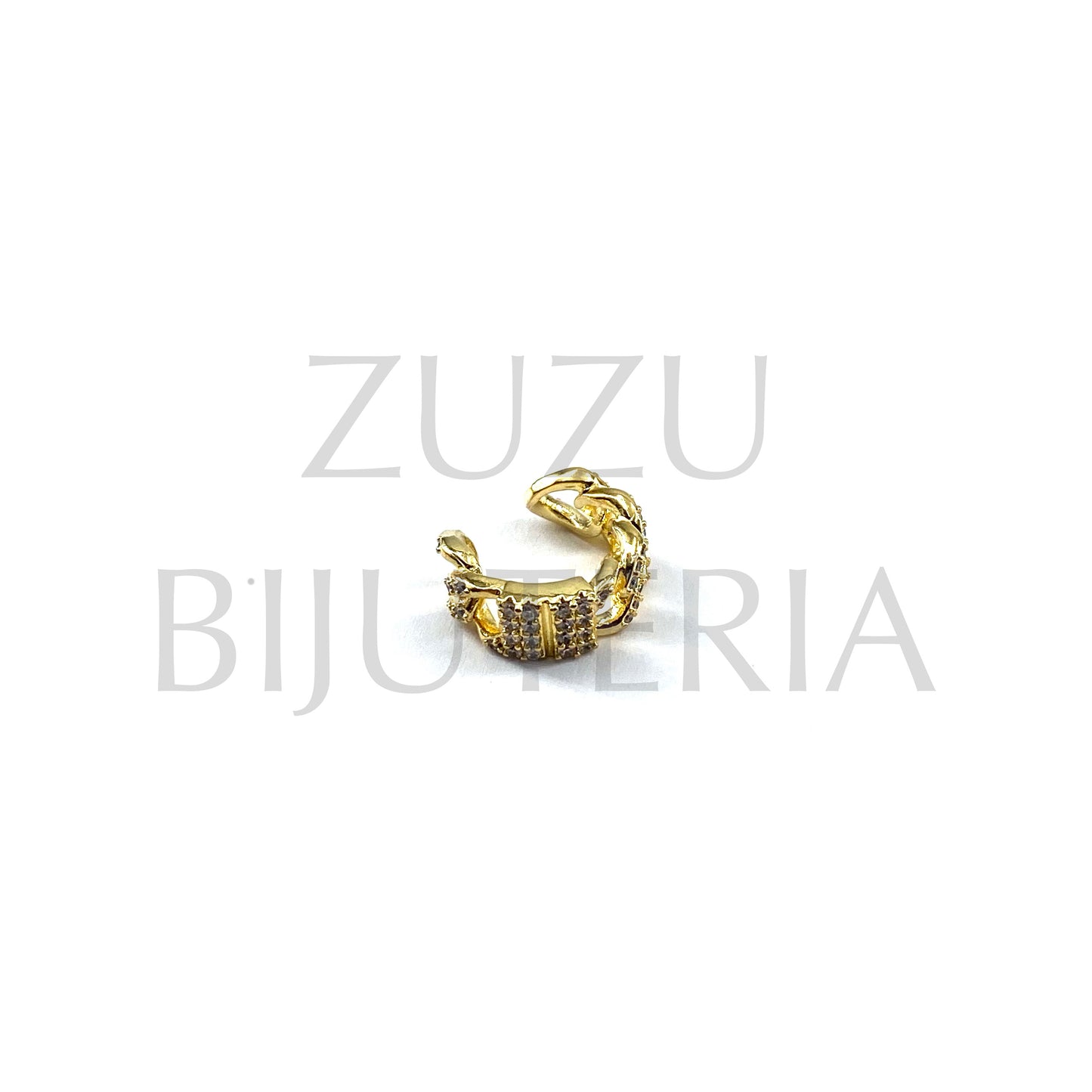 Golden Ring with Zirconia (Adjustable) - Brass