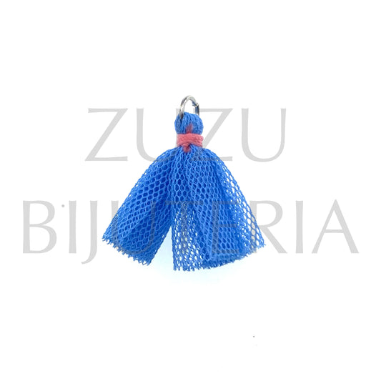 Borla/Franja de Renda 28mm x 27mm - Azul/Cor de Rosa