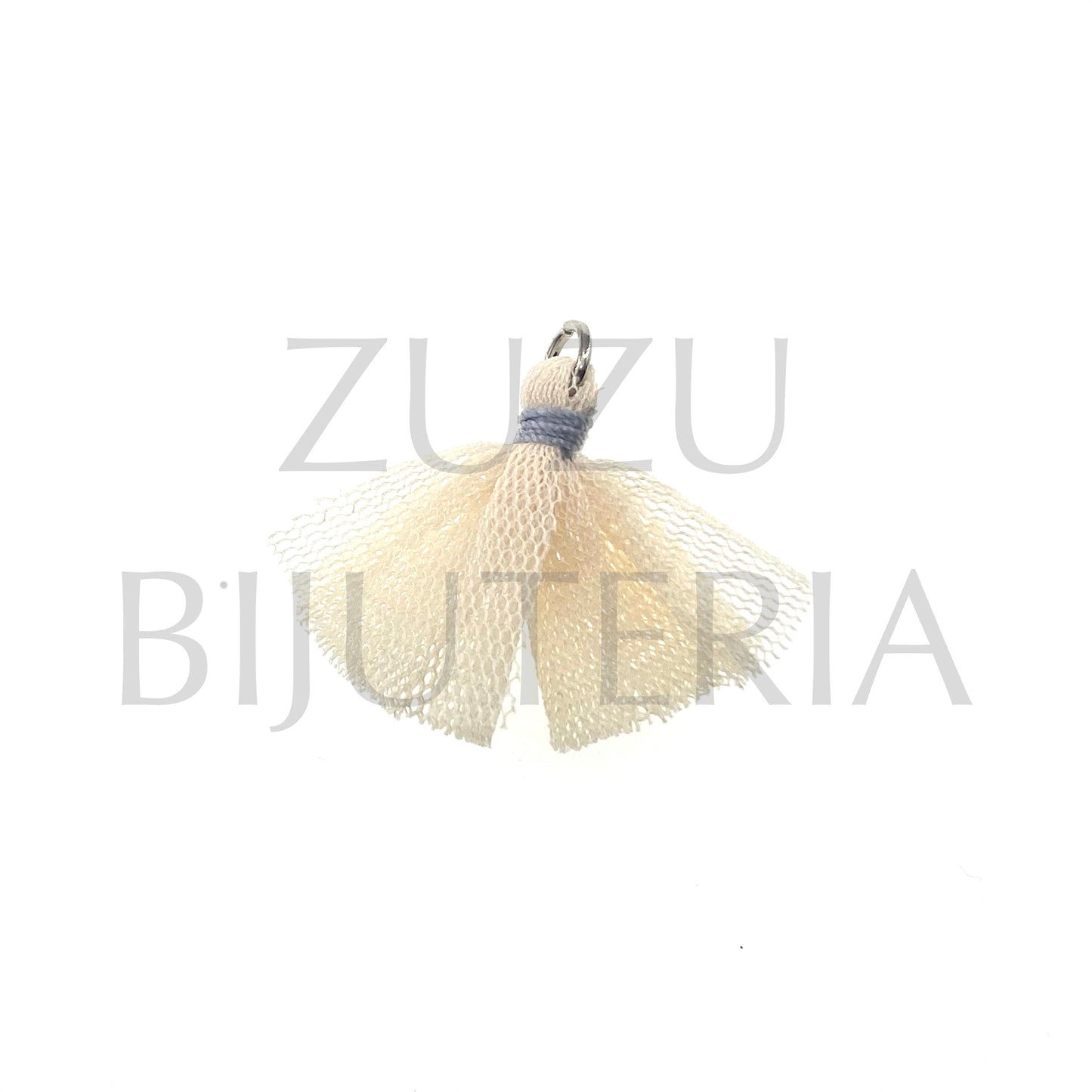 Borla/Franja de Renda 28mm x 27mm - Creme/Cinzento