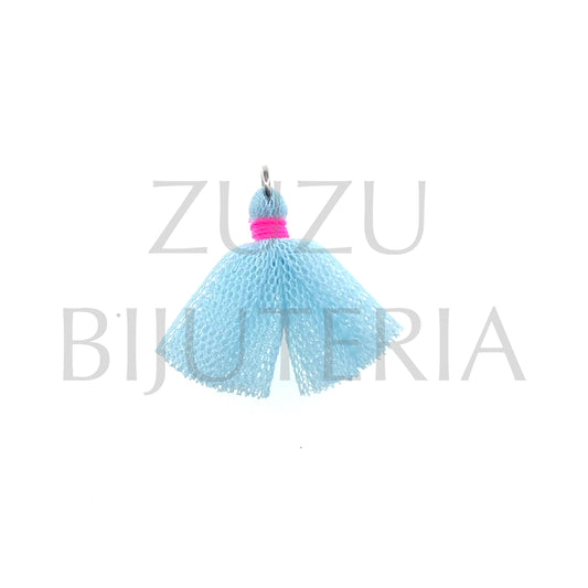 Borla/Franja de Renda 28mm x 27mm - Azul/Rosa