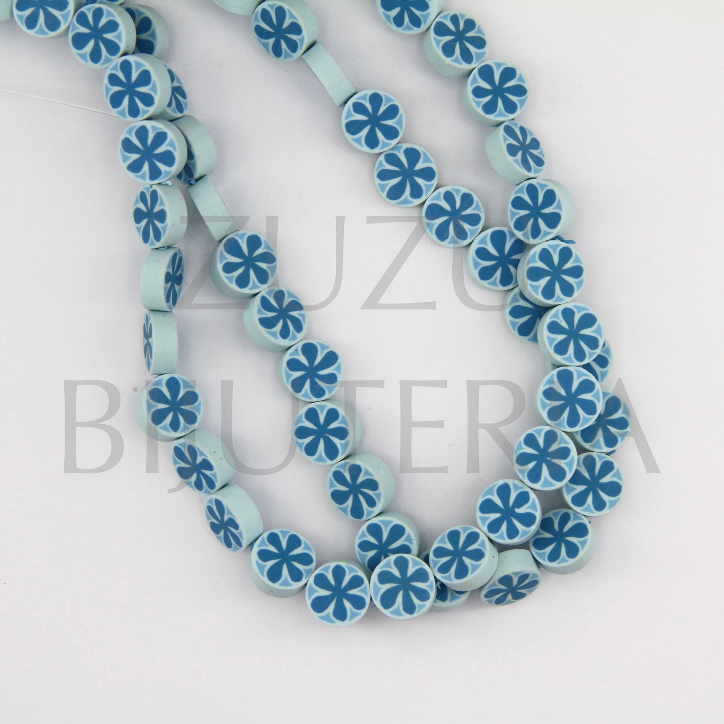 Conta Flor Azul 9mm - Fimo