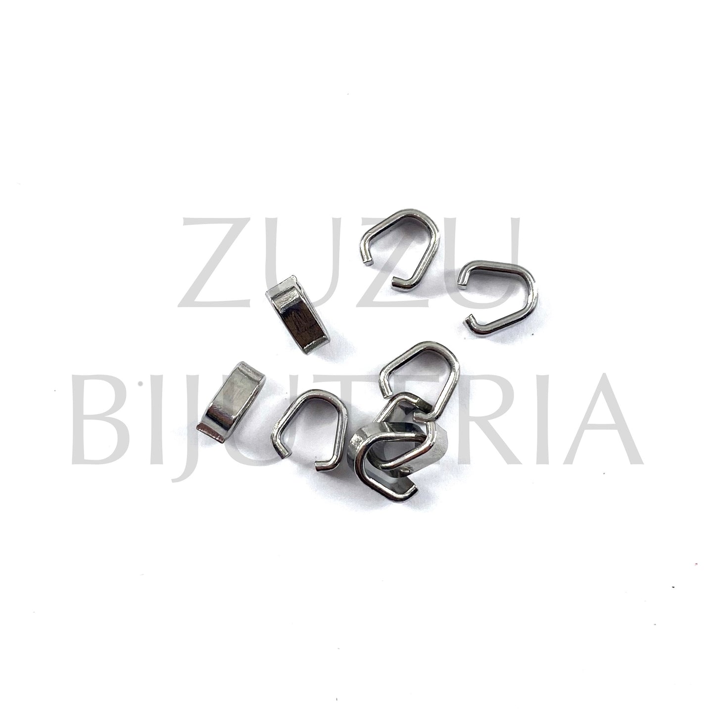 Argola Base para Pendente Prateado 10mm x 5mm - Aço Inox