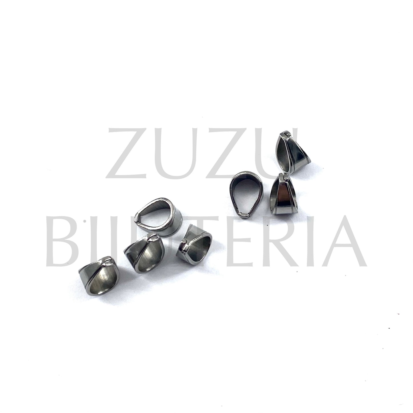 Argola Base para Pendente Prateado 12mm x 8mm - Aço Inox