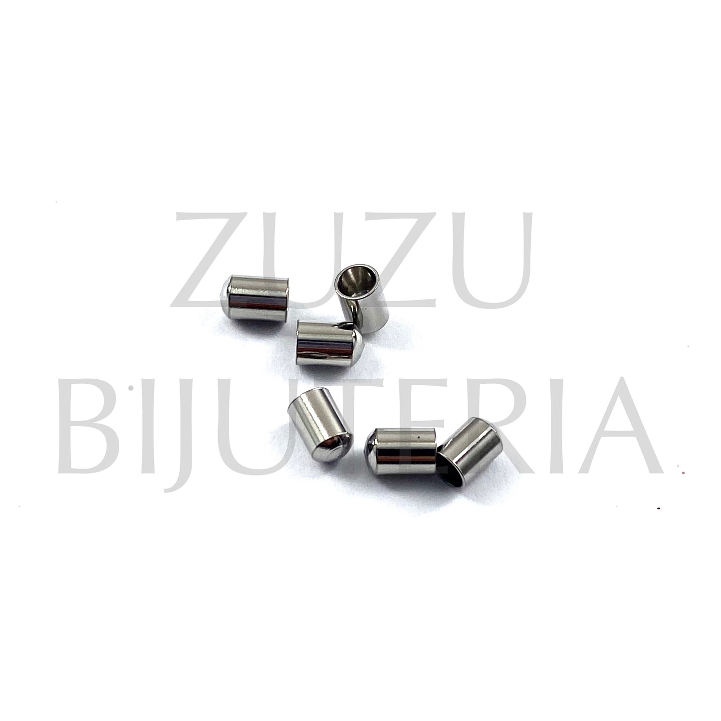 Terminal Prateado 6mm x 5mm (Furo 4mm) - Aço Inox