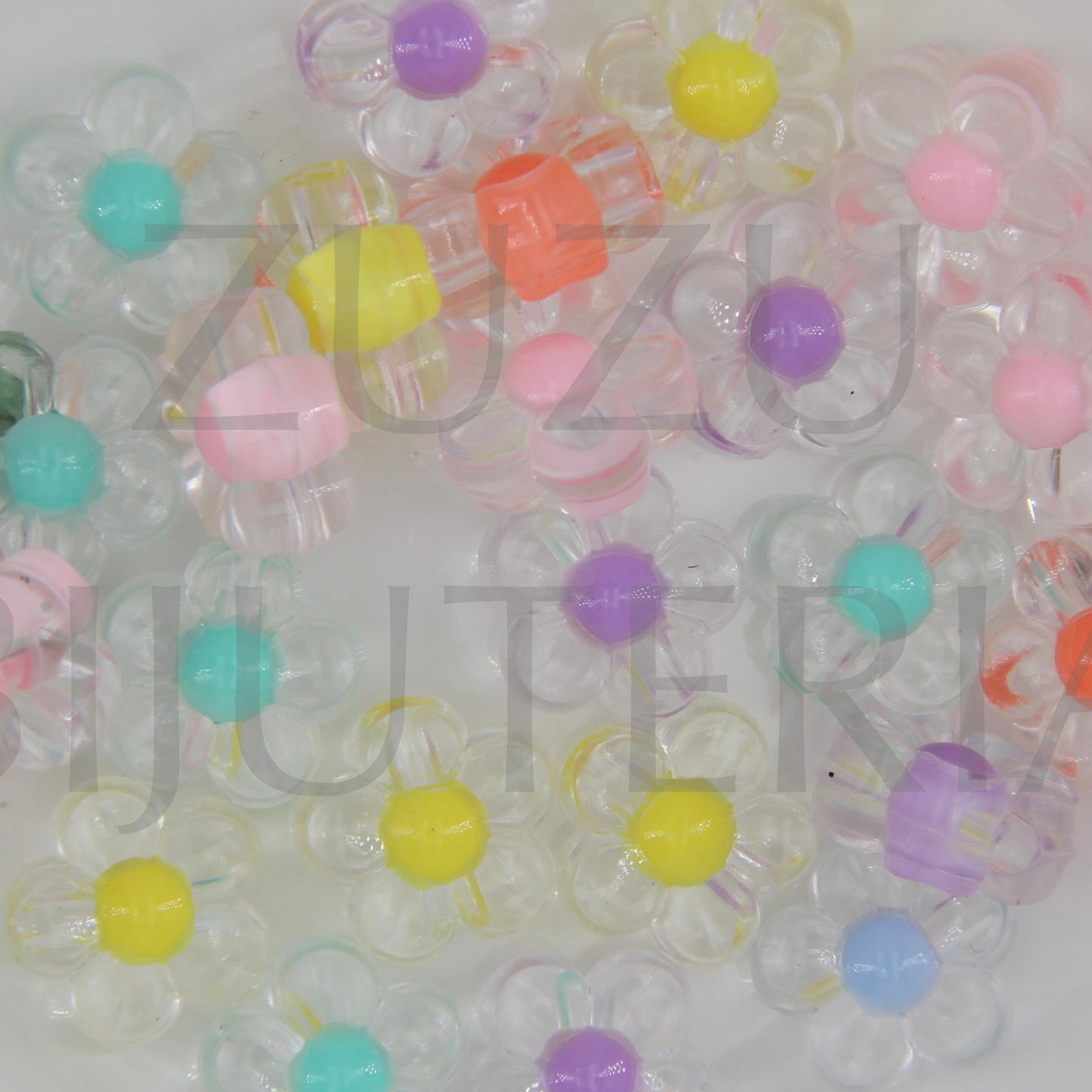 Conta Acrilica Flor Colorido 11mm (Pack de 20)