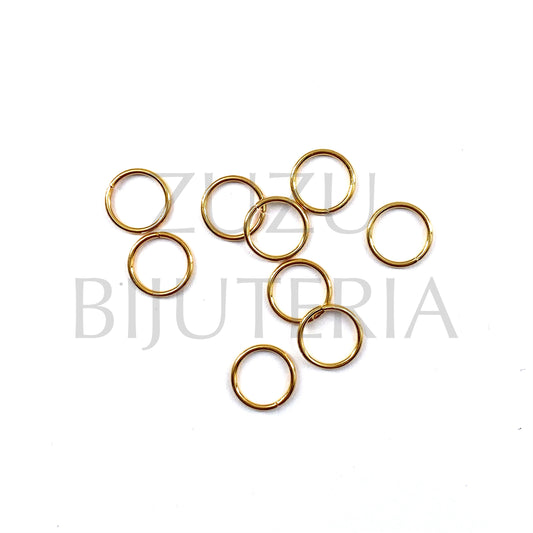 Argolas Dourado 10mm x 1mm (20 peças) - Aço Inox