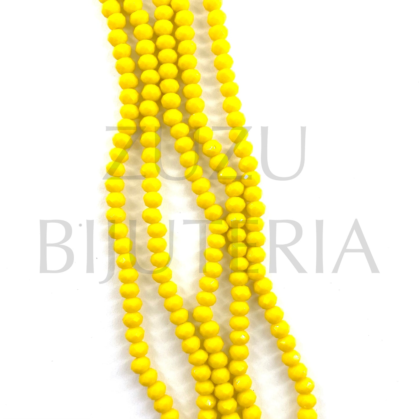 Fiada Cristais Facetado 4mm (Furo 0.5mm) - Amarelo (45cm)