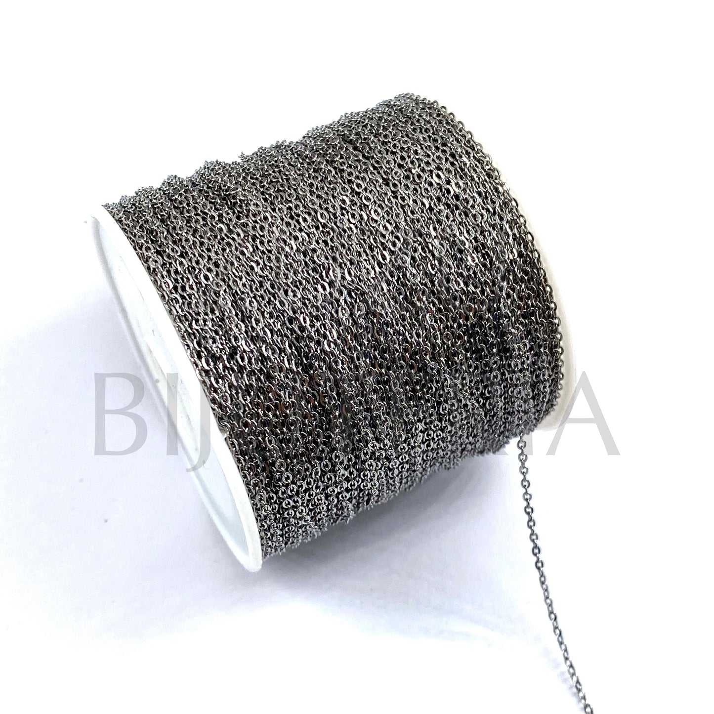 Bobine Corrente Elo Oval 1mm Prateado (50 Metros) - Aço Inox