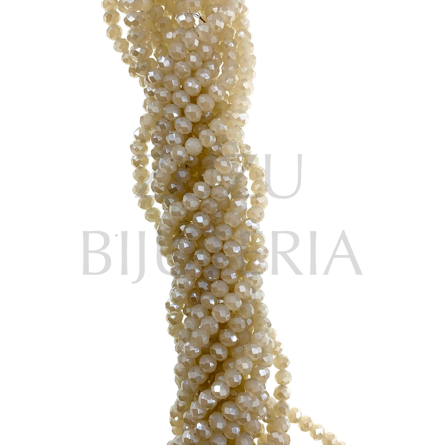 Fiada Cristais Facetado 4mm (Furo 1mm) - Amarelo Espelhado (40cm)