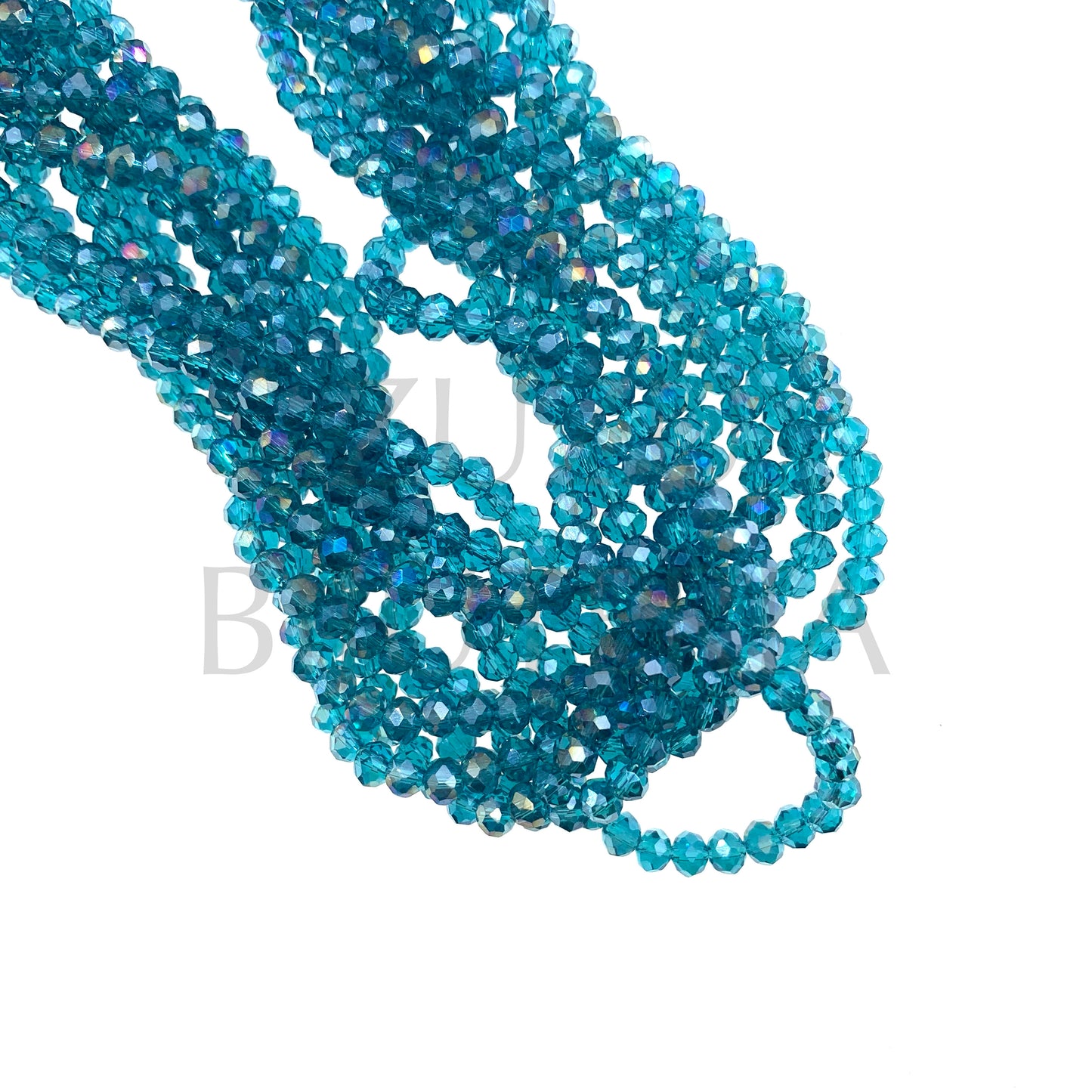 Faceted Crystals Row 4mm (1mm Hole) - Blue Mirror (40cm)