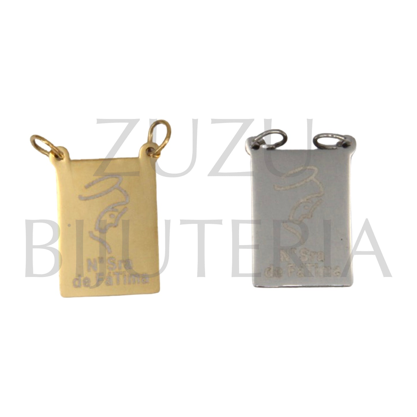 Pendente/Escapulário Nossa Senhora de Fátima 20mm x 13mm - Aço Inox