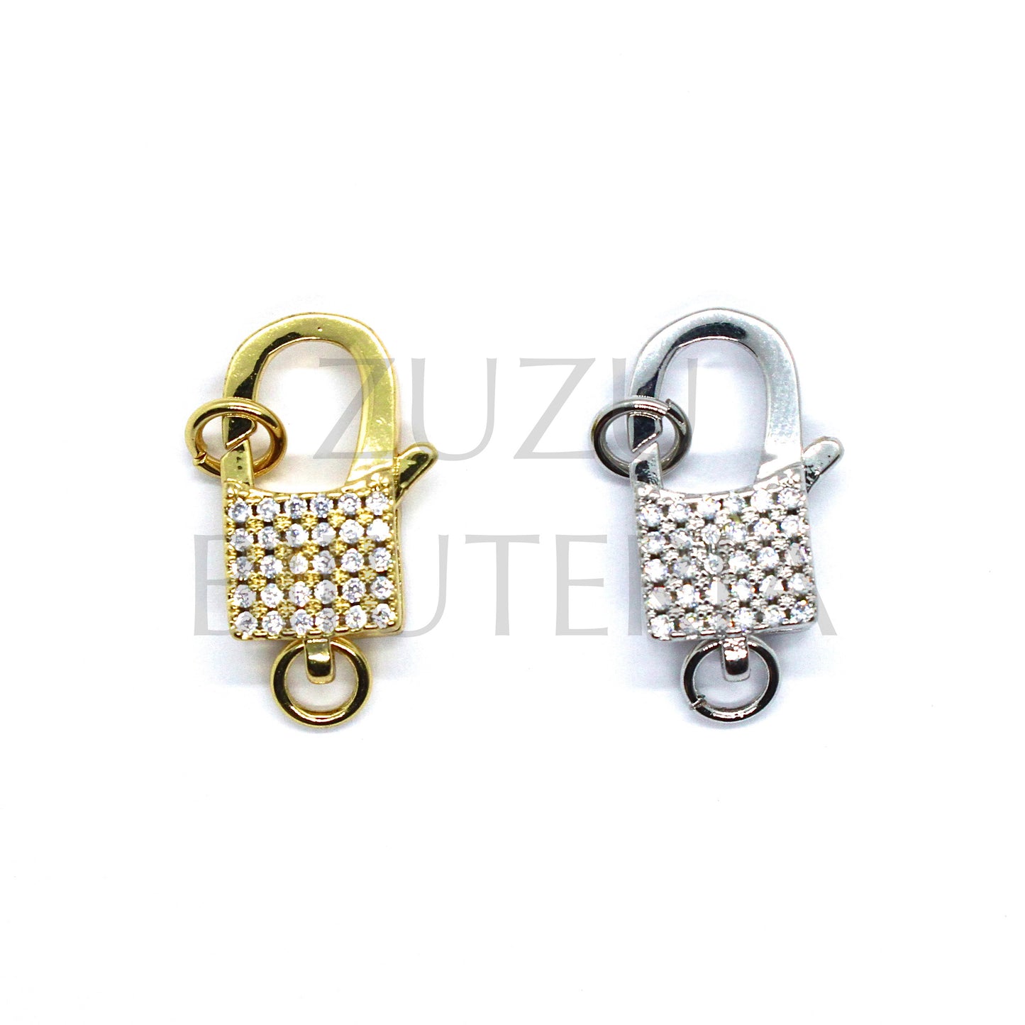 Pendente/Fecho com Zirconias - Latão