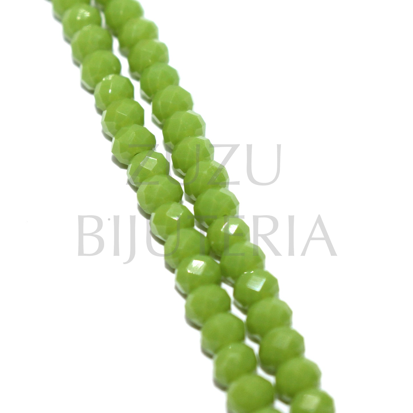Fiada Cristais Facetado 4mm (Furo 1mm) - Verde (47cm)