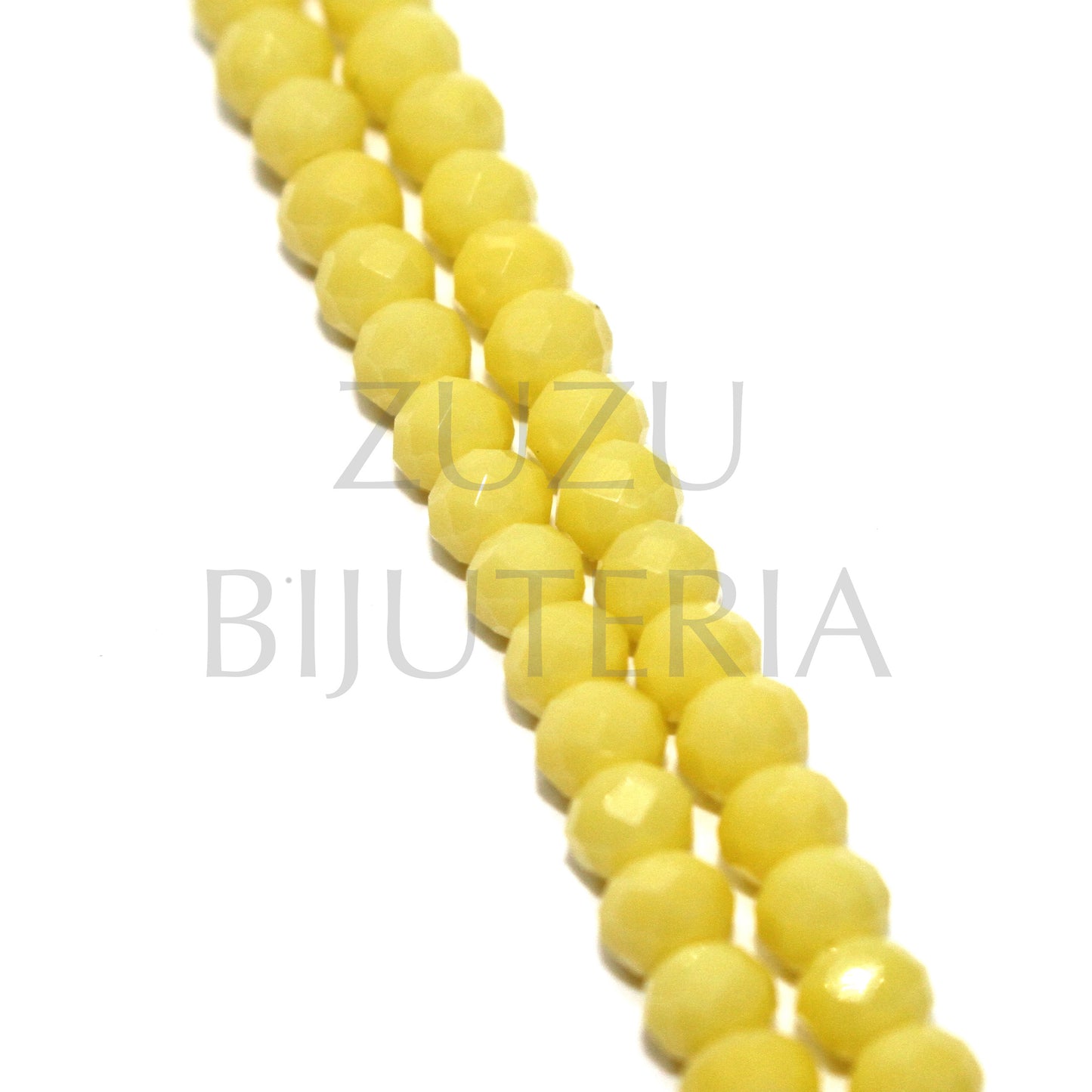 Fiada Cristais Facetado 4mm (Furo 1mm) - Amarelo (45cm)