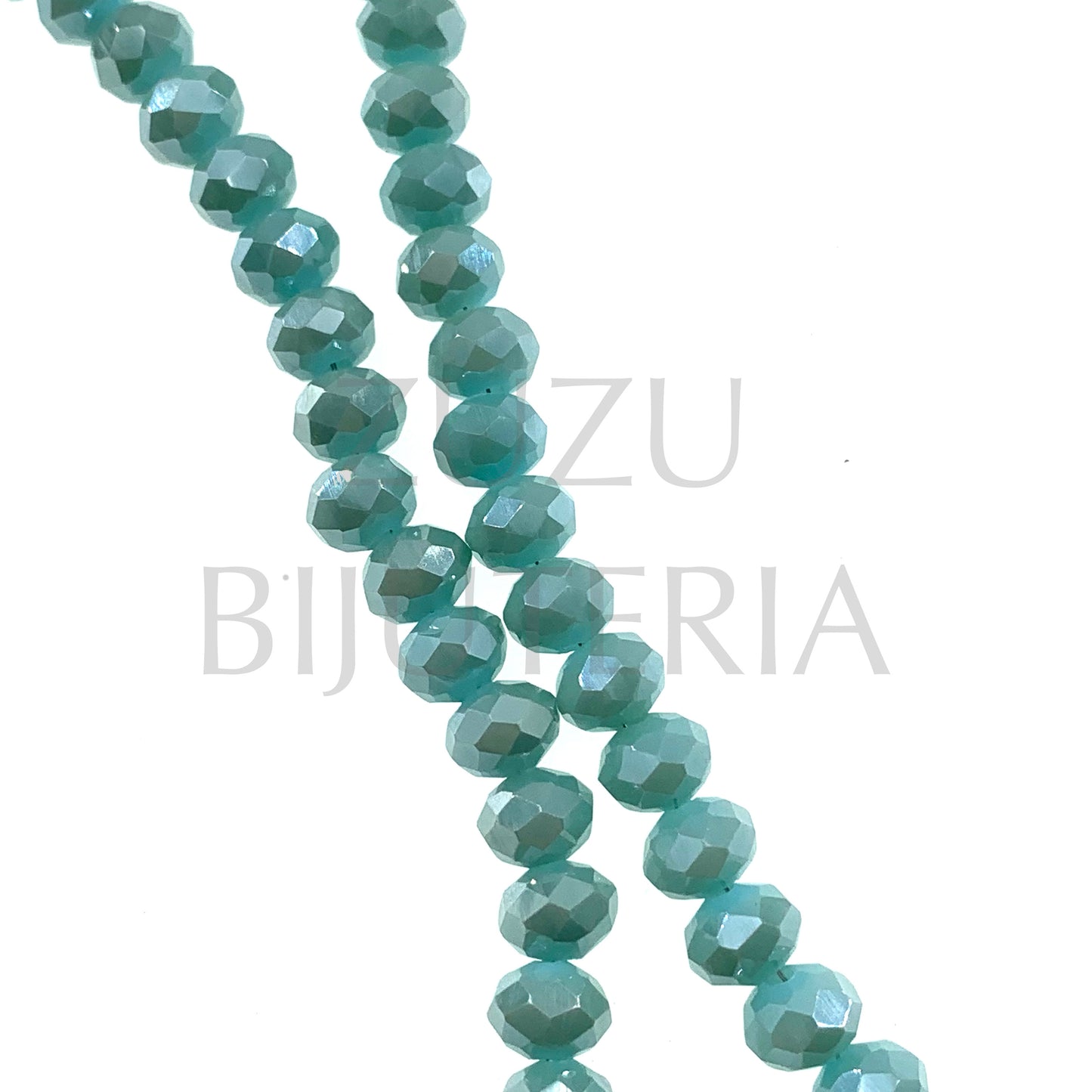 Fiada Cristais Facetado 8mm (Furo 1mm) - Azul Espelhado (40cm)