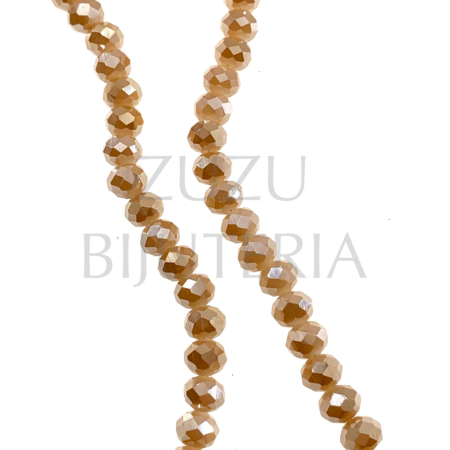 Fiada Cristais Facetado 8mm (Furo 1mm) - Laranja Espelhado (40cm)