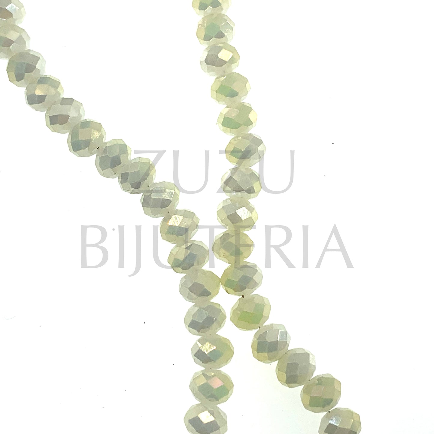 Fiada Cristais Facetado 8mm (Furo 1mm) - Amarelo Espelhado (40cm)