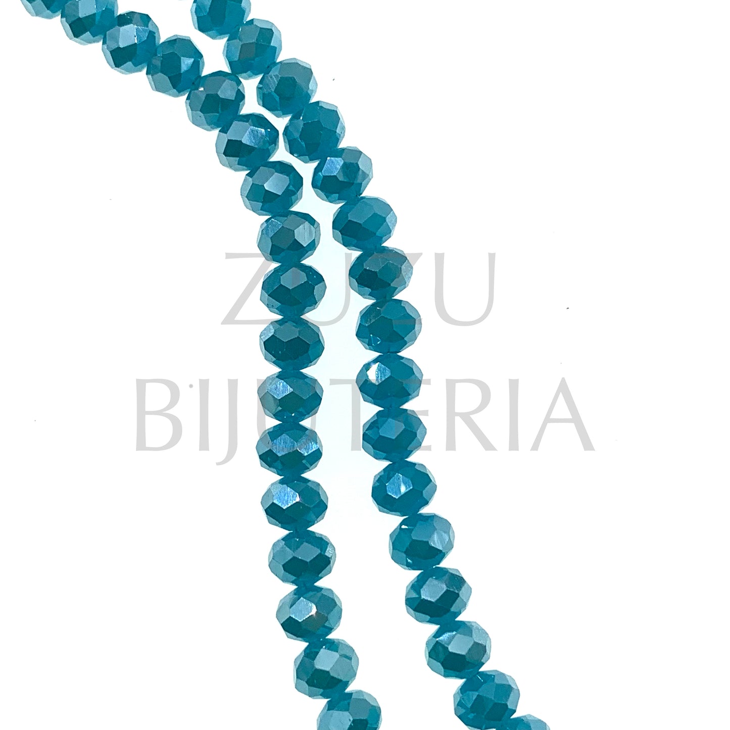 Faceted Crystals Row 8mm (1mm Hole) - Blue Mirror (40cm)