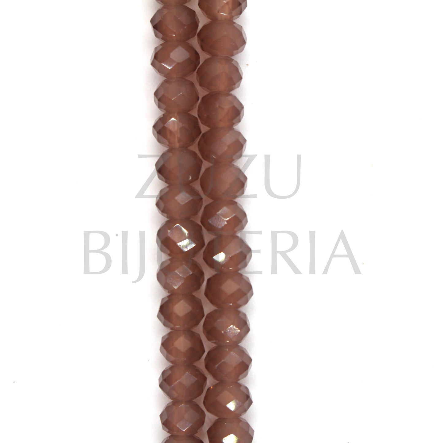 Fiada Cristais Facetado 4mm (Furo 1mm) - Castanho Fosco (45cm)