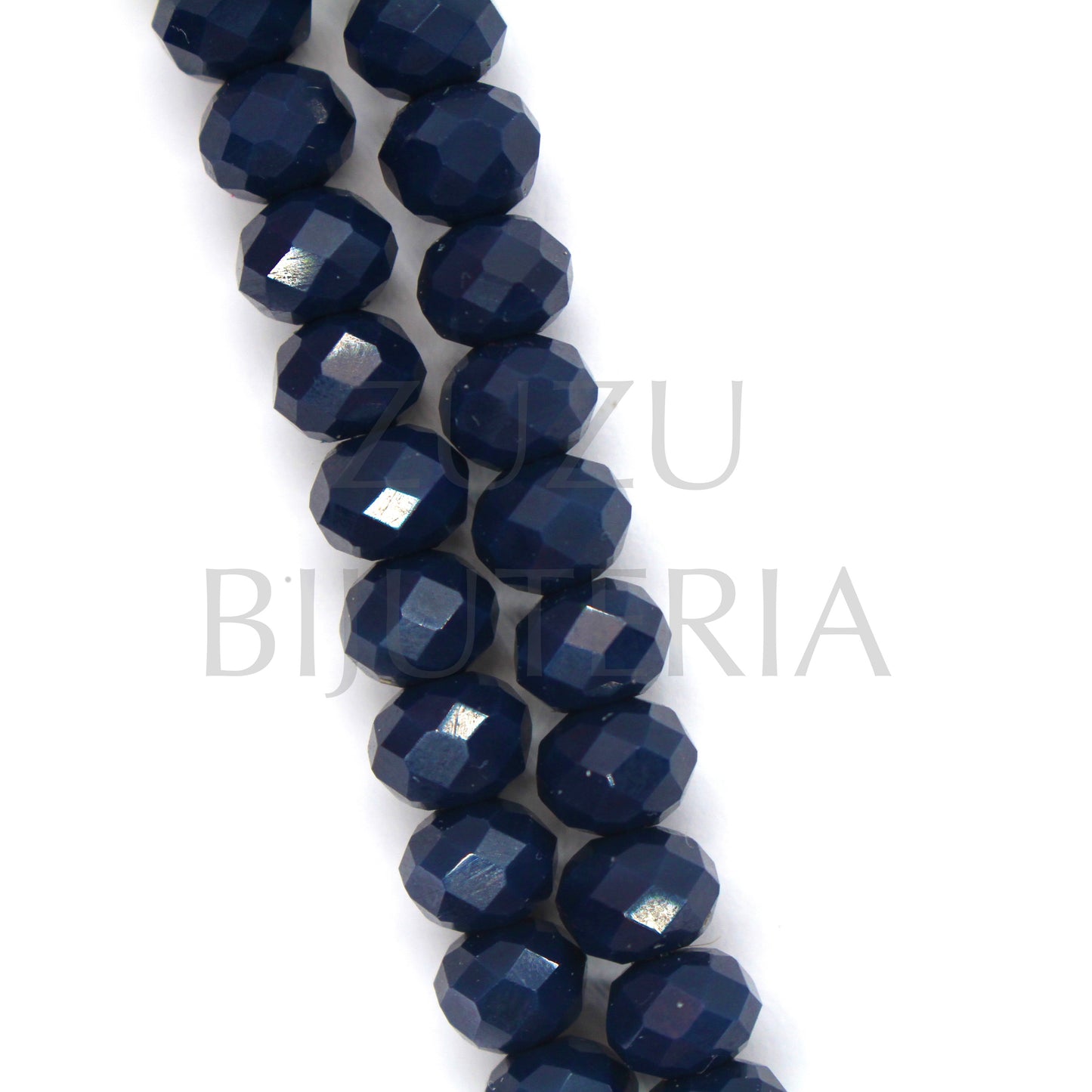 Fiada Cristais Facetado 6mm (Furo 1mm) - Azul Escuro (45cm)