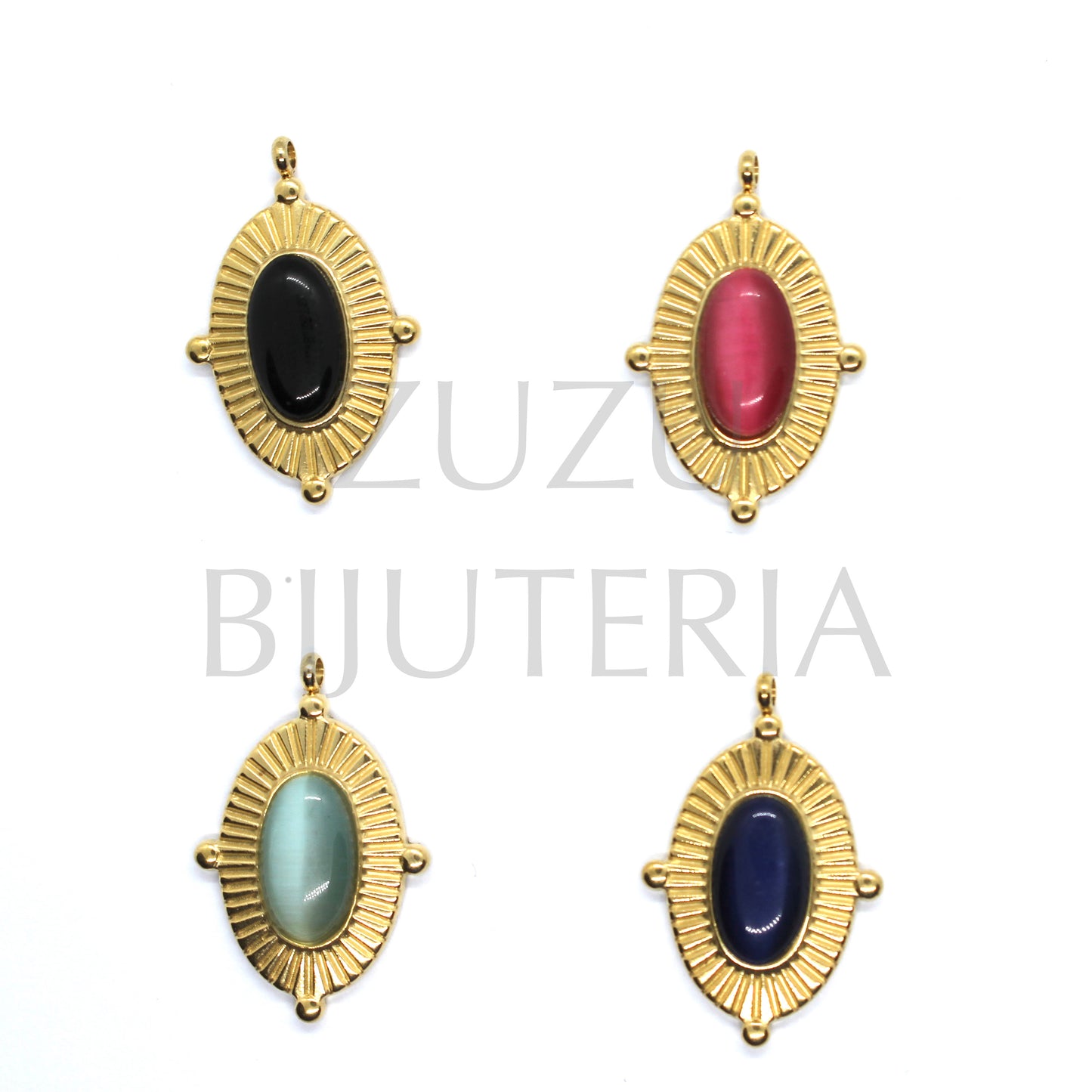 Pendente com Pedra Ágata 27mm x 17.5mm - Aço Inox