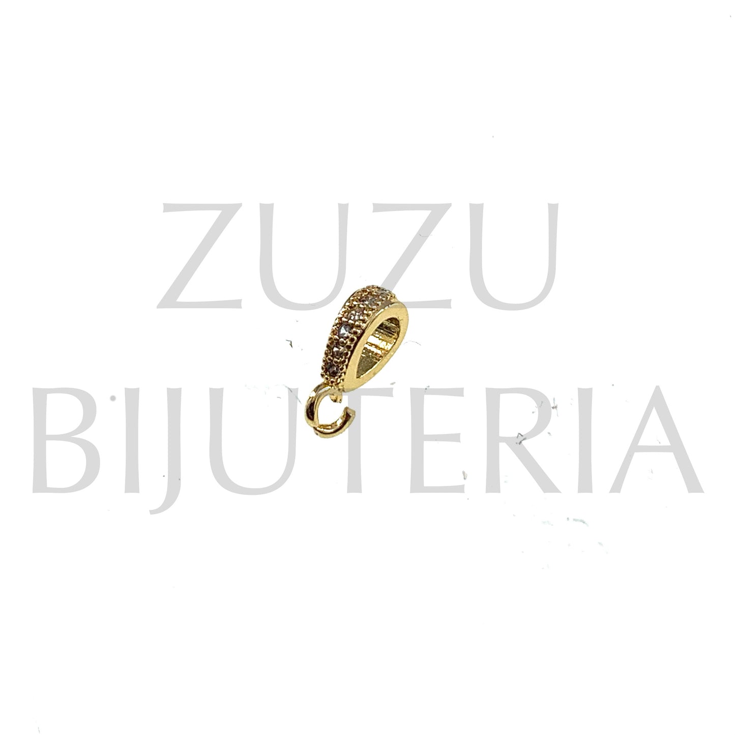 Argola Base para Pendente com Zirconias 10mm x 5mm - Latão