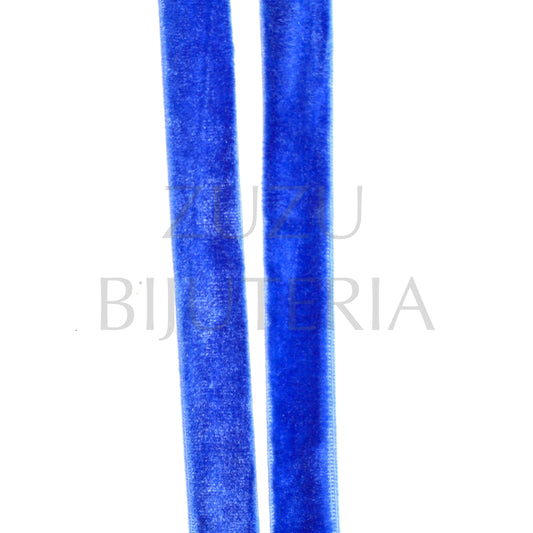 Fio Veludo Azul 10mm (1 metro) com Elástico