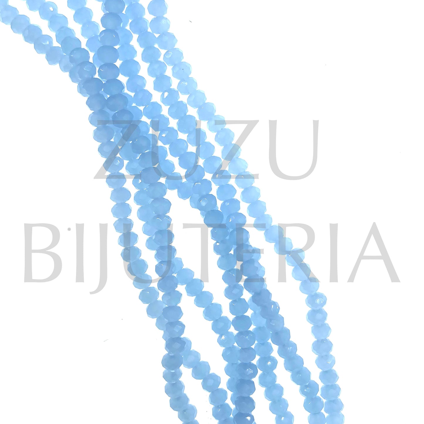 Fiada Cristais Facetado 3.5mm (Furo 0.5mm) - Azul Transparente (37cm)