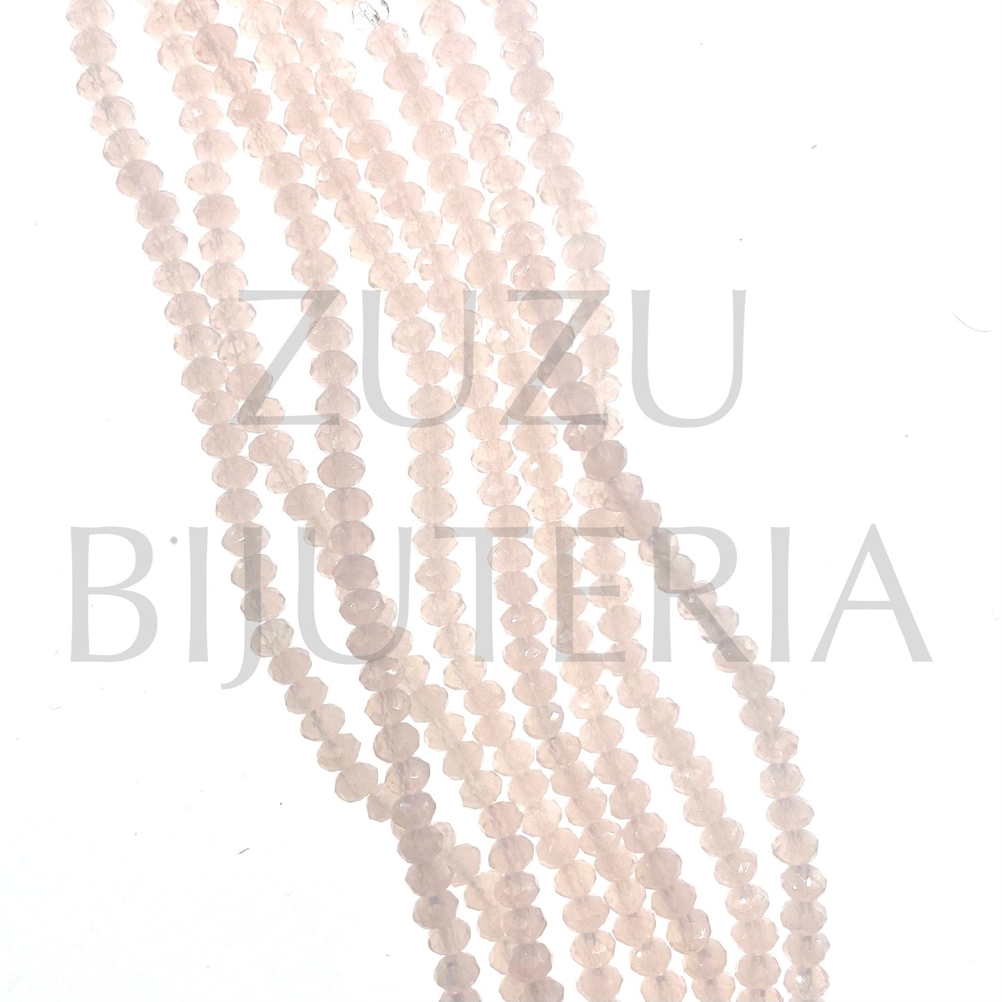 Faceted Crystal Row 3.5mm (0.5mm Hole) - Matte Light Pink (37cm)