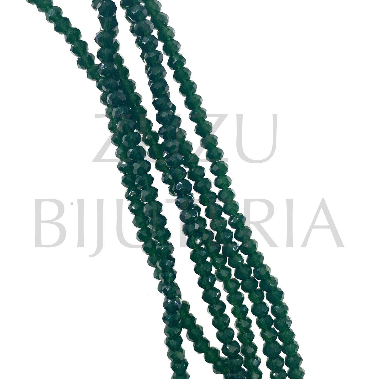 Fiada Cristais Facetado 3.5mm (Furo 0.5mm) - Verde Escuro Transparente (37cm)