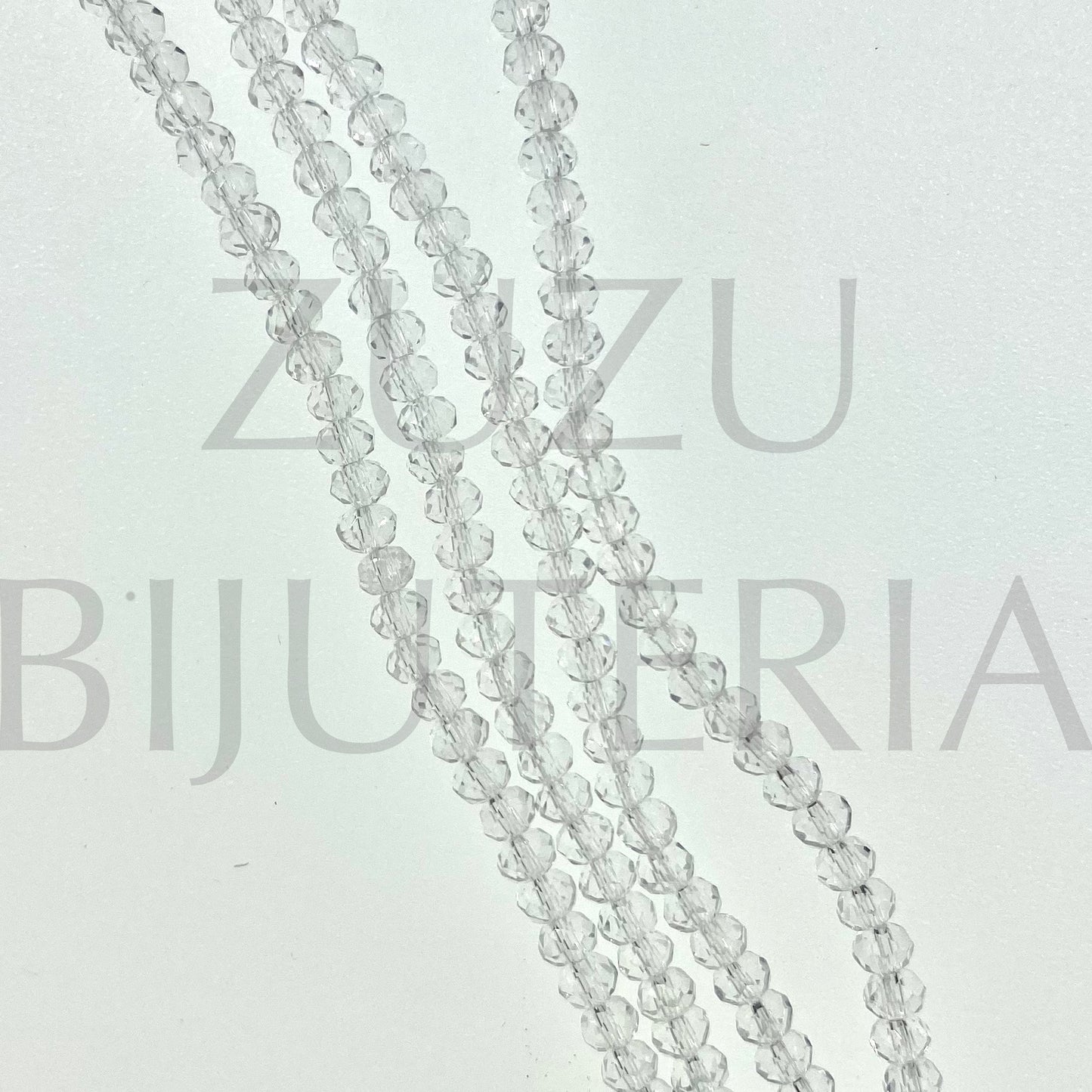 Faceted Crystal Row 3.5mm (0.5mm hole) - Transparent (37cm)