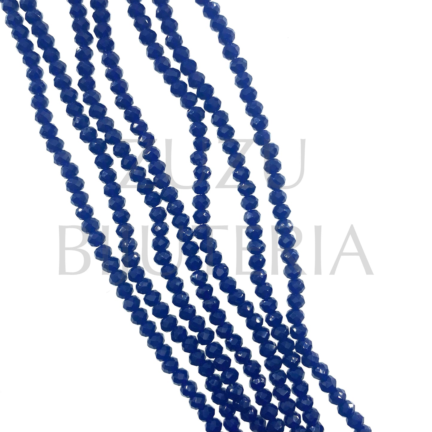 Faceted Crystal Row 3.5mm (0.5mm Hole) - Dark Blue (37cm)
