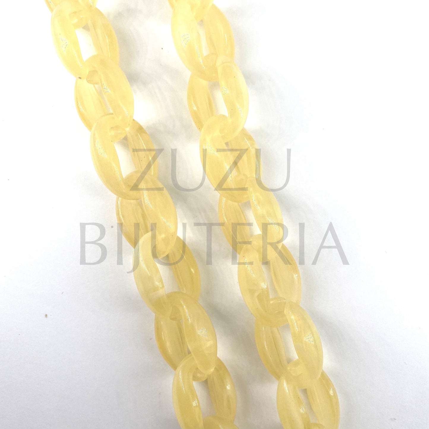 Cordão Acrílico Oval (1 METRO) 27mm x 19mm - Amarelo Fosfo Misturado