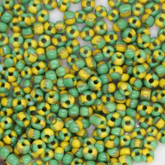 Missangas 3mm Verde/Amarelo - Pacote de 25g