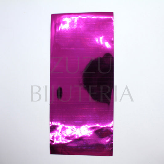 Sacos com Pala Autocolante Metalizado Fundo Rosa Choque 12cm x 7cm (10peças)
