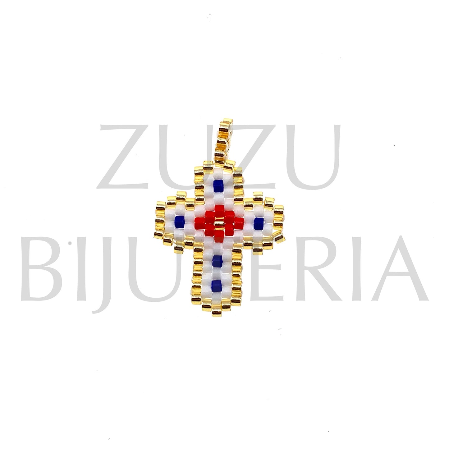 Pendente Cruz 25mm x 17mm - Missangas Miyuki