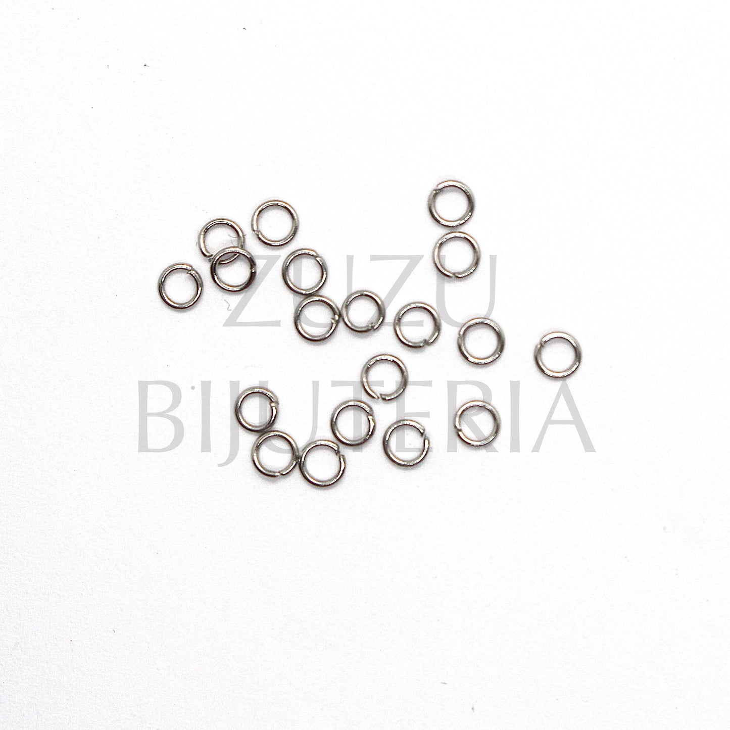 Argolas Prateado 3mm x 0.5mm (50 peças) - Aço Inox