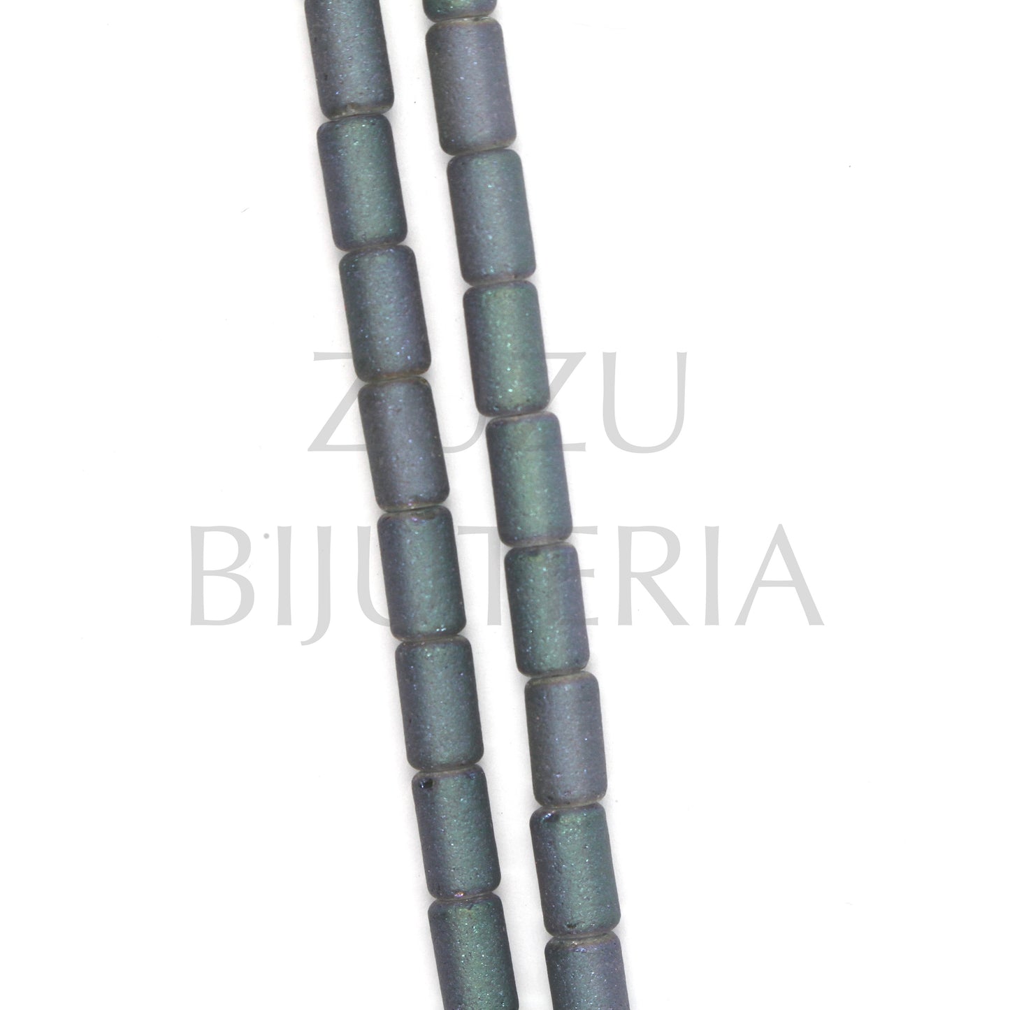Fiada Contas Mate 7.5mm x 4.5mm (comprimento 58cm) - Cinzento/Azul