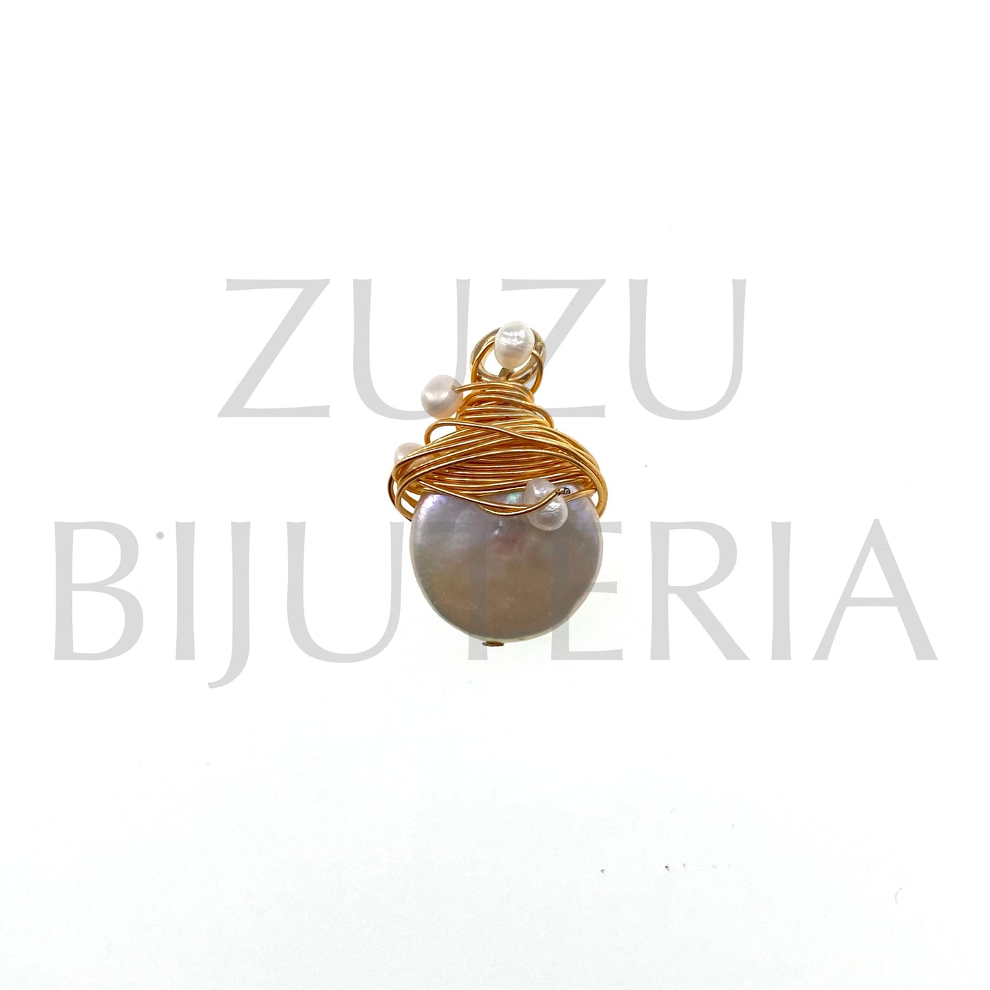 Pendente Pérola de Água Doce 23mm x 16mm - Cobre