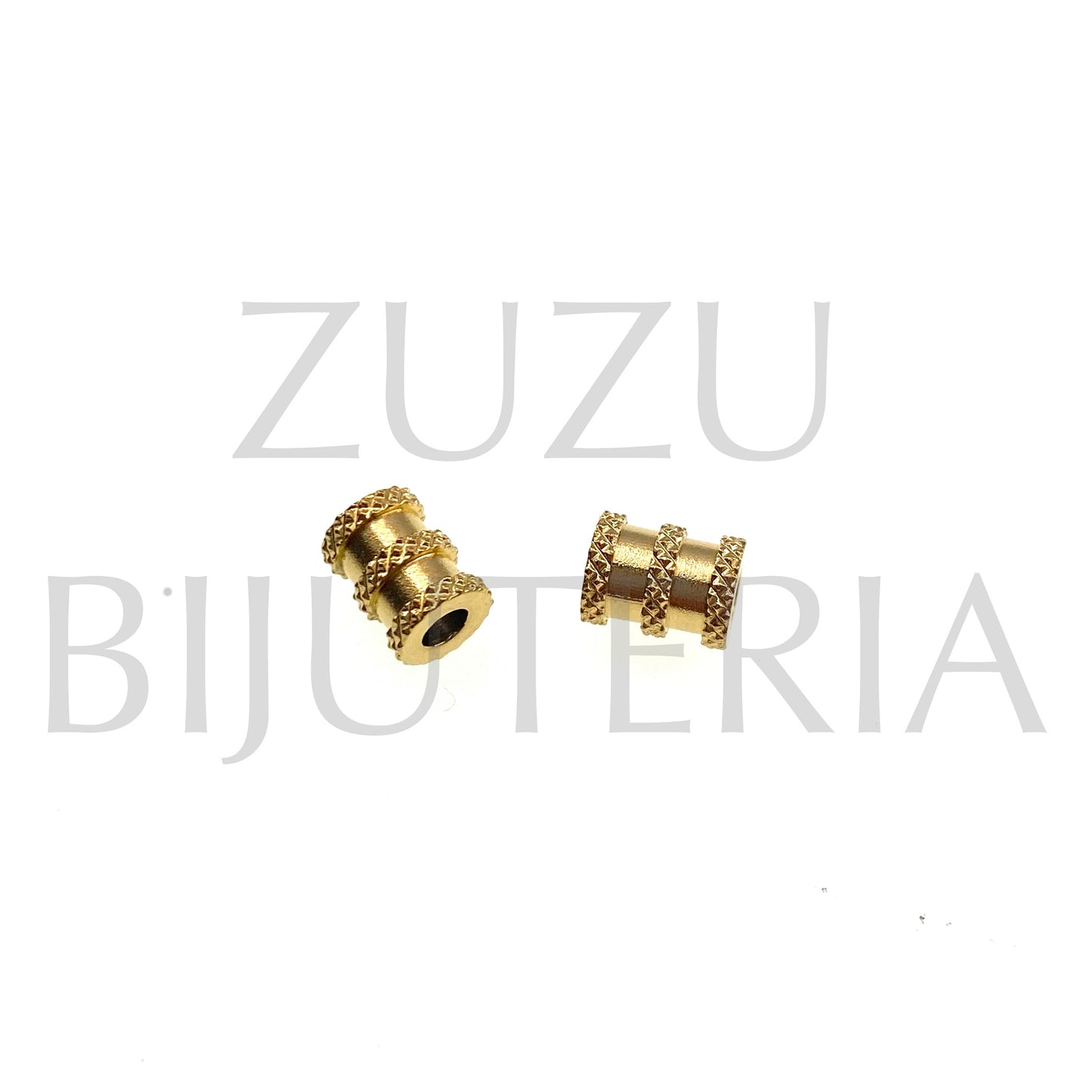 Entremeio Tubo Dourado 8mm x 6mm (Furo 3mm) - Aço Inox