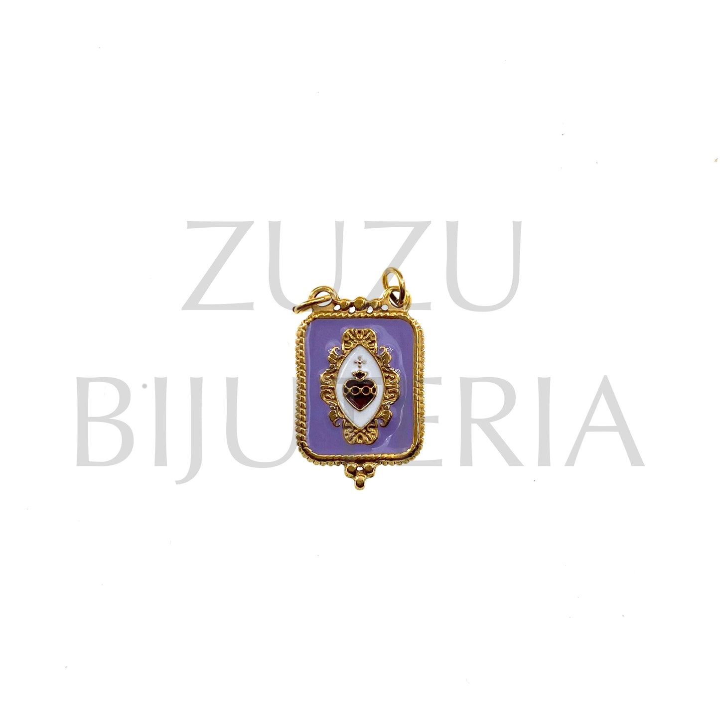 Pendente/Escapulário Sagrado Coração 25mm x 16mm - Aço Inox