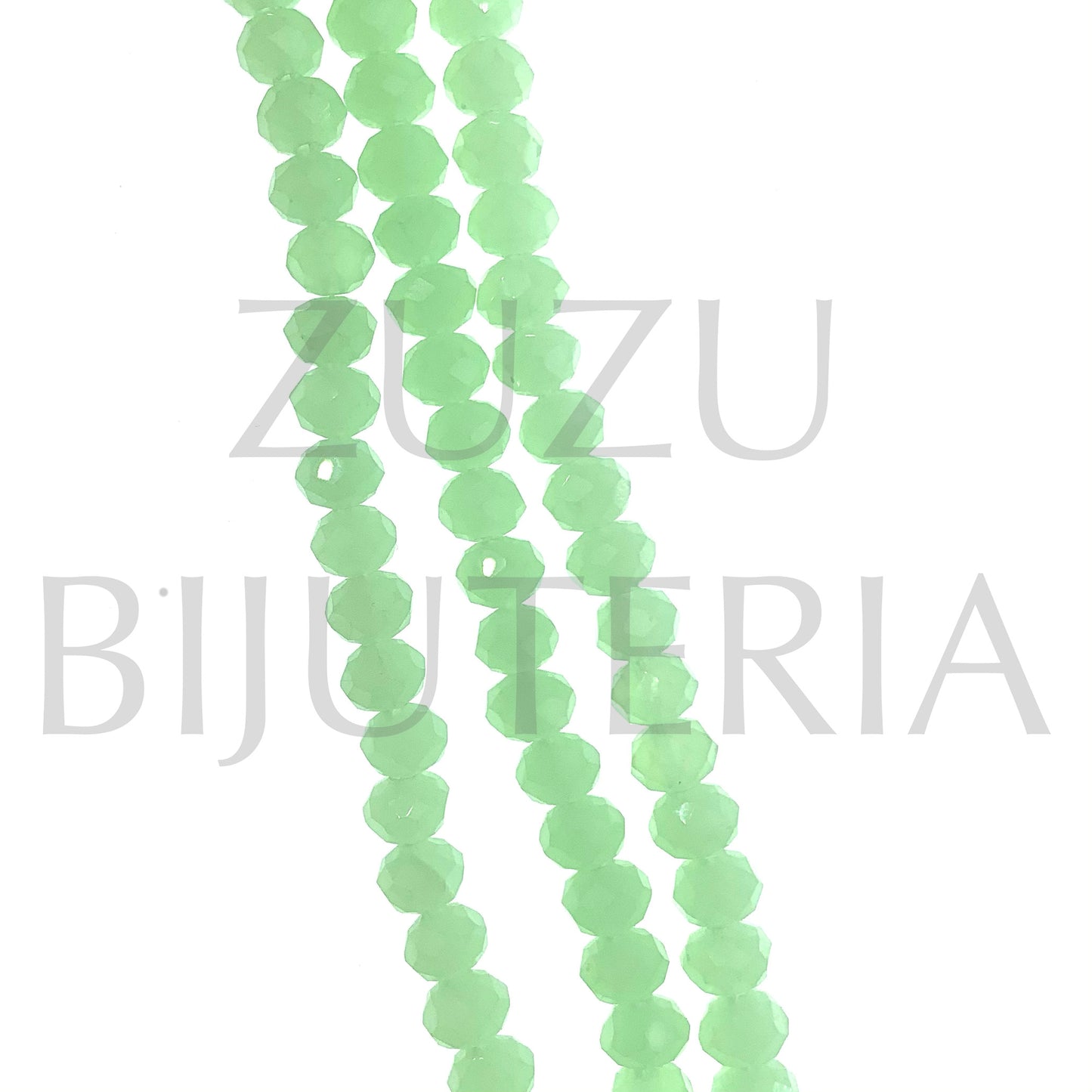 Fiada Cristais Facetado 6mm (Furo 1mm) - Verde Fosco (45cm)