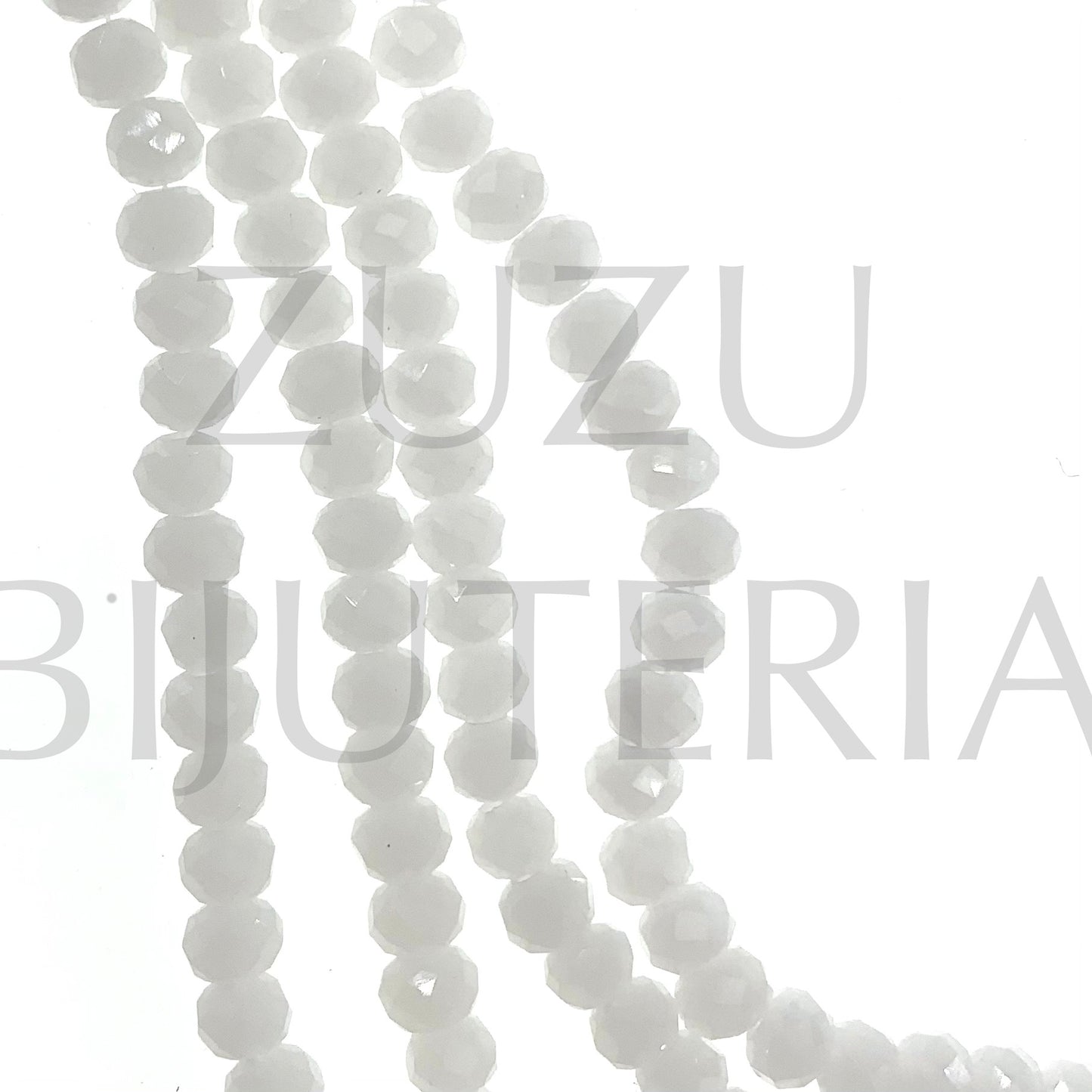 Fiada Cristais Facetado 6mm (Furo 1mm) - Branco Fosco (45cm)